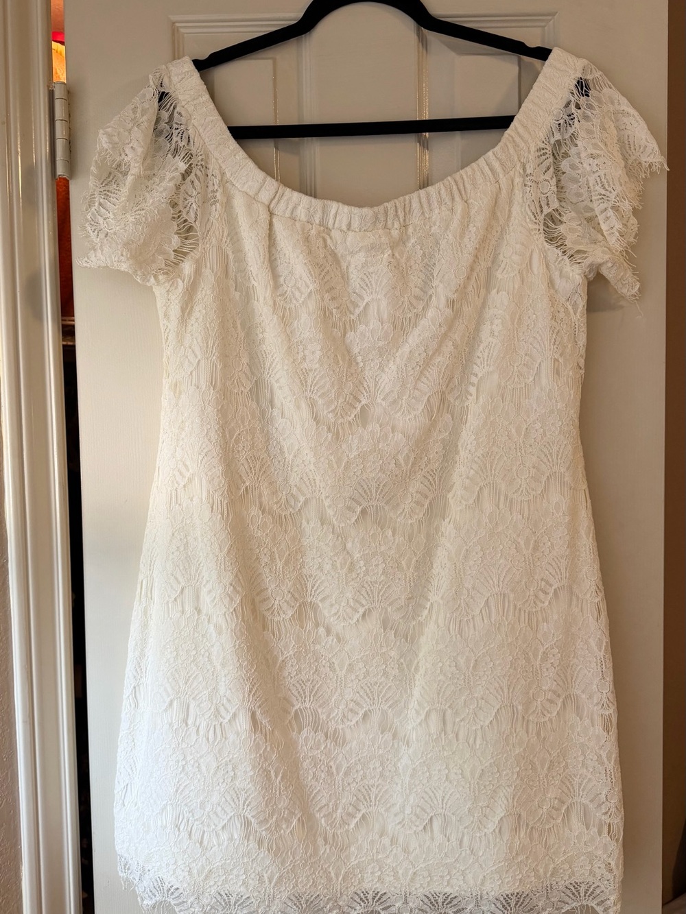 City Chic S/16 White Lace Off-Shoulder Dress